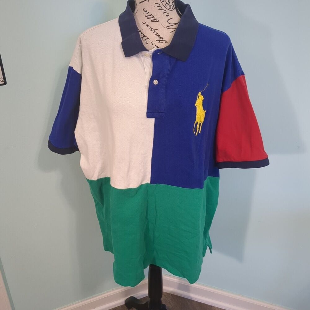 Polo Ralph Lauren Classics Color Block Collared Polo Shirt Men’s big pon…